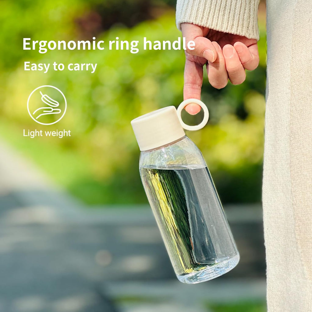 emoi 15oz Kids Water Bottle, Clear Reusable Leak Proof BPA-Free Water Bottles for Boys Girls Men Women Ideal Size for School Travel Hiking Gym Office Ideal for Daily Hydration/White