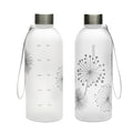 bzyoo 32 OZ 1 Liter Time Marker Water Bottle Frosted Durable Plastic With Strap - Reusable Clear Bottle With Times To Drink Time Markings For Daily Hydration Intake BPA Free (Silver)