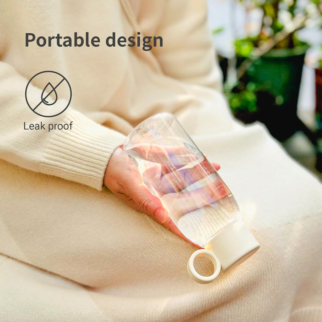 emoi 15oz Kids Water Bottle, Clear Reusable Leak Proof BPA-Free Water Bottles for Boys Girls Men Women Ideal Size for School Travel Hiking Gym Office Ideal for Daily Hydration/White